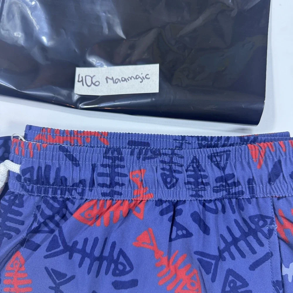 Maamgic Swim Trunks Mens XL Blue 5.5" Tropical Compression Liner Fish bones - Picture 9 of 9